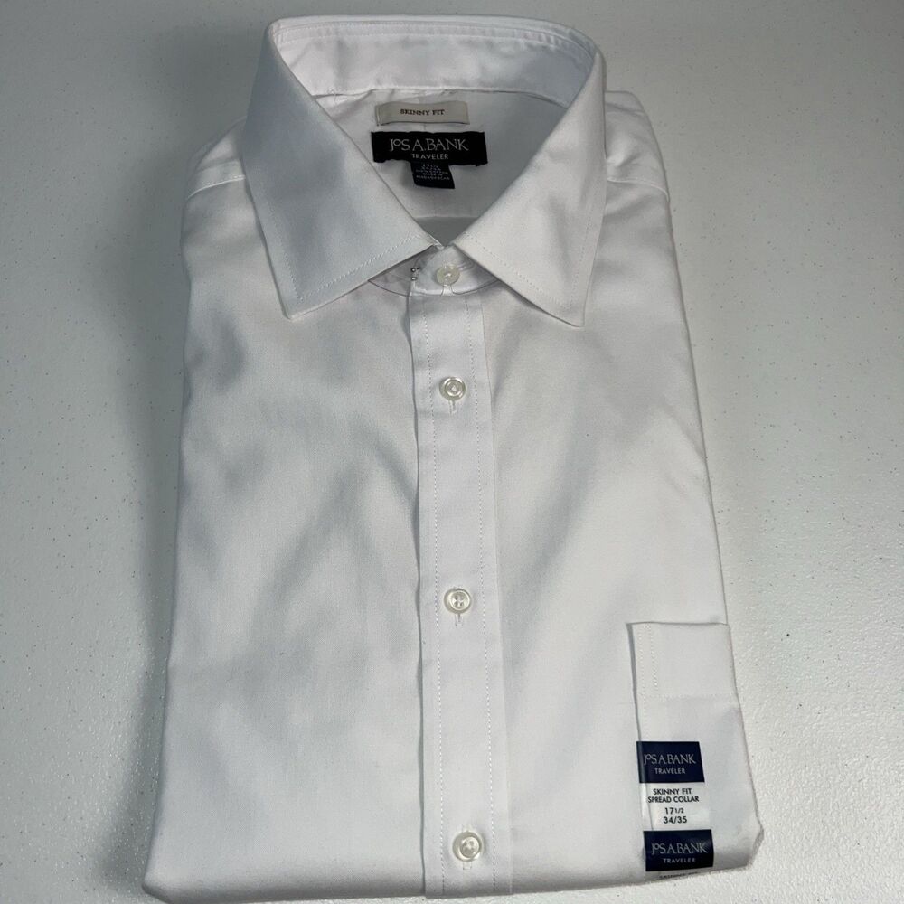 NWT white shirt Jos. A. Bank Traveler Collection Size 17 1/2 Skinny Fit 34/35